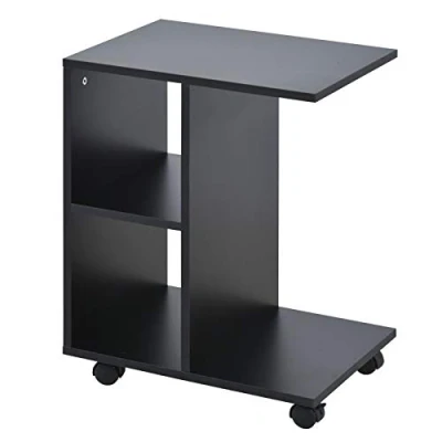 Abbildung von HOMCOM Beistelltisch in C Form, Eckschreibtisch, Couchtisch, Kaffeetisch, Standtisch, E1 Spanplatte, Schwarz, 45 x 35 58 cm