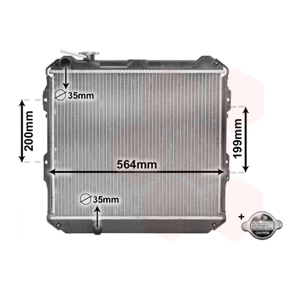 Abbildung von VAN WEZEL *** IR PLUS 58002088 Kühler, Motorkühlung Aluminium 450 515 33 mit Zubehör Kühlrippen gelötet TOYOTA: HILUX 5 Pick up, VOLKSWAGEN: Taro