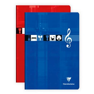 Abbildung von Clairefontaine 3117C Notenheft für Musikunterricht, geheftet, DIN A4, 24 Blatt, französische Lineatur mit Notenlinien, 90 g, farbig sortiert, 1 Stück