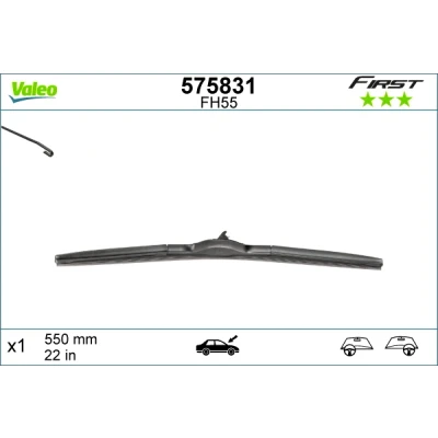 Abbildung von Scheibenwischer Valeo First Hybrid 575831 550mm Hybridwischblatt Hakenbefestigung LEXUS: IS 2, RX III, HYUNDAI: i10 II Schrägheck, TOYOTA: iQ
