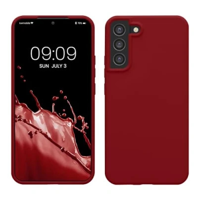 Abbildung von kwmobile Hülle kompatibel mit Samsung Galaxy S22 Plus Silikon Handy Case Handyhülle weiche Oberfläche kabelloses Laden Rhabarber Rot