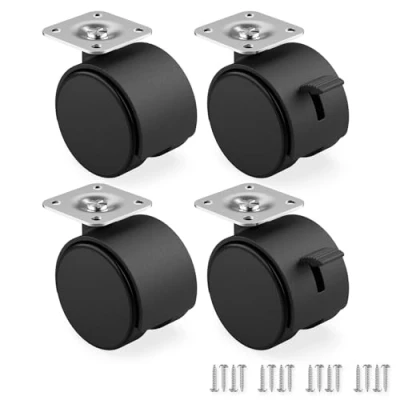 Abbildung von RAVN HAMAN 4er Set Möbelrollen 50 mm Lenkrollen mit Bremse bis 30 kg pro Rad Schwenkrollen für Innenmöbel Transportrollen geringem Rollwiderstand