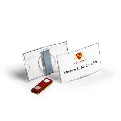 Abbildung von Durable Namensschild konvex (mit Magnet, 40 x 75 mm) Packung à 25 Stück, transparent, 812319