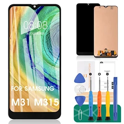 Abbildung von TFT Ersatz LCD Display für Samsung Galaxy M31 M315 Bildschirm M315F Touch Digitizer Assembly SM M315F, M315F/DS Reparaturteile Kits (schwarz ohne Rahmen)