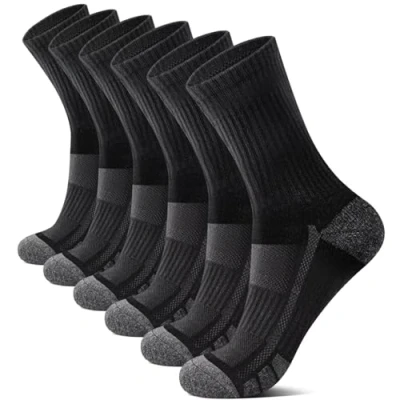 Abbildung von YouShow Damen Socken 39 42 Crew 6 Paar Sportsocken Gepolstert Atmungsaktiv Tennissocken Baumwollsocken Schwarz Weich Herren Wandersocken