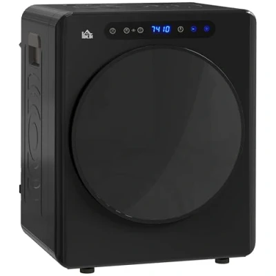 Abbildung von HOMCOM Mini Ablufttrockner 4 kg Wäschetrockner mit Desinfektion, 6 Programmen, 1000W wandmontierbar Trockner Touch Screen, 3 Temperaturen und Timer, für Wohnmobile, Haus, Schwarz
