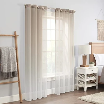 Abbildung von ECLIPSE INES Bedruckte Ombré Struktur Fenstervorhänge für Schlafzimmer (2 Paneele), 132,1 x 274,3 cm, Leinen