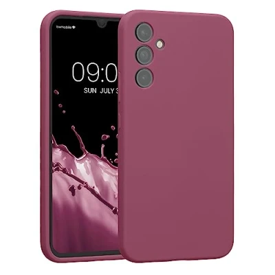 Abbildung von kwmobile Handyhülle kompatibel mit Samsung Galaxy A34 5G Hülle gummierte Handy Case aus Silikon in Orchidee Violett