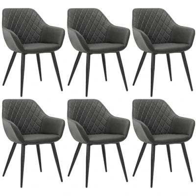 Abbildung von WOLTU Esszimmerstühle 6er Set Küchenstühle Wohnzimmerstühle Polsterstühle Sessel, Armlehnstühle mit Rückenlehne, für Esszimmer, Küche, Wohnzimmer, Kunstleder, Metallbeine, Anthrazit, BH251an 6