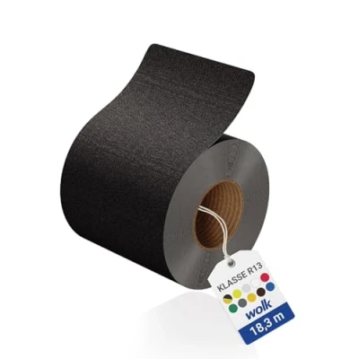 Abbildung von wolk Antirutschbelag Selbstklebende R13 Rutschhemmung für sichere Gehflächen und Treppen 15,0 cm x 18,3 m schwarz