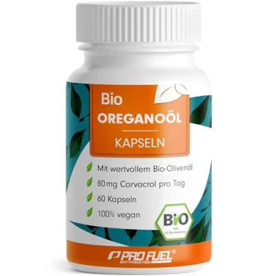 Abbildung von Bio Oreganoöl Kapseln 60x optimal hochdosiert mit 80 mg Carvacrol pro Kapsel griechisches aus kontrolliert biologischem Anbau laborgeprüft Zertifikat Vorratspackung für 60 Tage