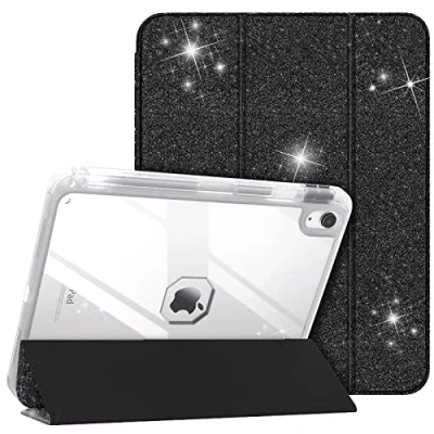 Abbildung von TiMOVO Hülle für iPad 10 Generation 10,9 Zoll 2022 mit Stifthalter, Hülle, Schlank Trifold Schutzhülle Klarer Rückseite 10th Gen, Glitter Schwarz