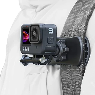 Abbildung von SUREWO 360 drehbare Rucksack Halterung, Schnellclip kompatibel mit Hero 13,12,11,10,9, 8, 7,Fusion, DJI Osmo Action 5 Pro/4/3/2, Campark, Crosstour Kameras(for Camera)