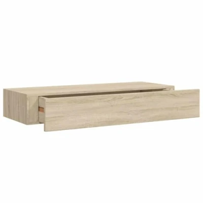 Abbildung von vidaXL Wand Schubladenregal Wandschublade Schweberegal Hängeregal Wandschrank Wandboard Wandregal mit Schublade Eichenoptik 60x23,5x10cm MDF