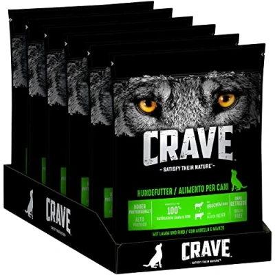 Abbildung von CRAVE Premium Trockenfutter mit Lamm &amp; Rind für Hunde Getreidefreies Adult Hundefutter hohem Proteingehalt 6 x 1 kg