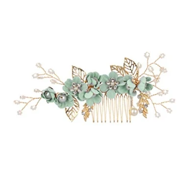 Abbildung von Hochzeit Haar Kamm Strass Clip Kopfschmuck Kristall Braut Haarschmuck (grün)