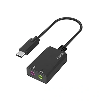 Abbildung von Hama USB C externe Soundkarte auf 3,5mm Klinke Tablet Kabel, Klinken Buchse Adapter Audio Konverter für PC Notebook MacBook