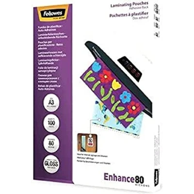 Abbildung von Fellowes Laminierfolie A3, 80 Mikron (2 x mic), Heißlaminierfolien mit selbstklebender Rückseite für Aushänge und Hinweisschilder, 100 Stück