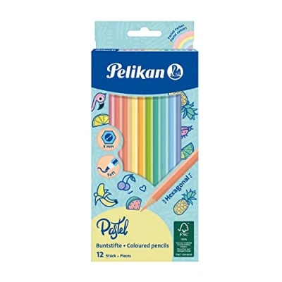 Abbildung von Pelikan® Holzstifte 12 Stück Pastell Graphit 3mm Zum Zeichnen Malen Skizzen Kreative DIY Bunt Für Jugendkinder bis Schule Kindergarten