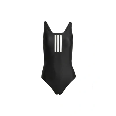 Abbildung von adidas Damen Badeanzug mit 3 Streifen, V Rücken, Größe 26, schwarz/weiß, 128