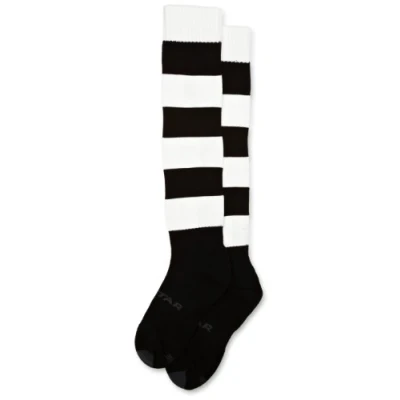 Abbildung von Mitre Mercury Ring Fußballsocken für Kinder Fußballmannschaft Kit leichte Lange Sportsocke atmungsaktiv, Schwarz/Weiß, Mini (30 34)