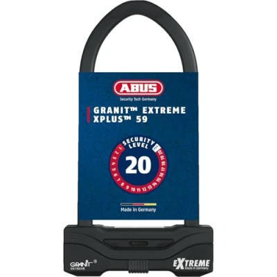 Abbildung von ABUS Bügelschloss Granit Extreme 59 Motorrad &amp; Fahrradschloss mit XPlus Zylinder höchstes Sicherheitslevel 20 Bügelhöhe 245 mm