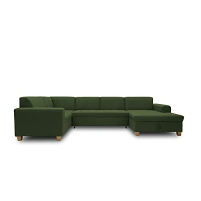Abbildung von DOMO. collection Wohnlandschaft Sugar, Sofa, Couch, Polstergarnitur, Moderne U Form, 162 x 333 199 cm, grün