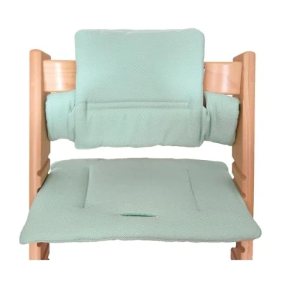 Abbildung von Kadem® Sitzkissen 100% Bio Baumwolle Classic Kissen Sitzbezug Hochstuhlauflage 2 teilig passend für Stokke Tripp Trapp Kinderhochstuhl maschinenwaschbar einfache schnelle Befestigung Mint