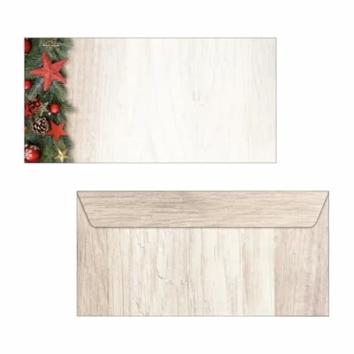 Abbildung von SIGEL DU442 Briefumschläge Weihnachten &quot;Chalet Style&quot;, gummiert, DIN lang, 50 Stück, aus nachhaltigem Papier