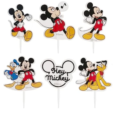 Abbildung von dekora Set für Cupcakes und Muffin Deko Geburtstag Mickey Maus Cupcake Topper aus Papier 30 Stück in 6 verschiedenen Designs