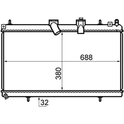 Abbildung von MAHLE ORIGINAL CR 802 000S Kühler, Motorkühlung 688 380 32 Kühlrippen gelötet CITROËN: C5 III Kombi, C8, C6 Limousine, PEUGEOT: 407 SW, 807