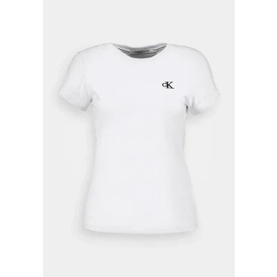Abbildung von Calvin Klein Jeans Embroidery SLIM TEE Tshirt basic, Damen, Größe: Large, Bright white