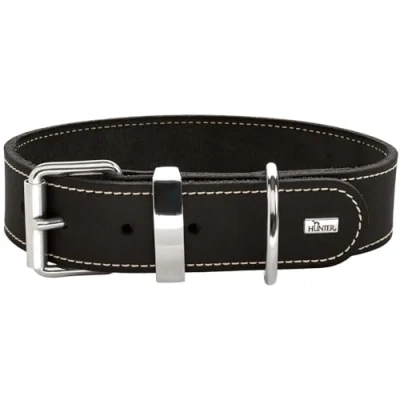 Abbildung von HUNTER Hundehalsband Aalborg Special, Farbe: schwarz, stark gefettetes Leder, robust &amp; strapazierfähig, kontrastierende Ziernähte, ideal für Hundesport, Made in Germany, Größe: 75