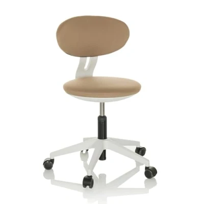 Abbildung von hjh OFFICE Kinderdrehstuhl mitwachsend MINIMOVO Kinder Bürostuhl höhenverstellbar, Schreibtischstuhl ohne Armlehnen, Stoff Beige
