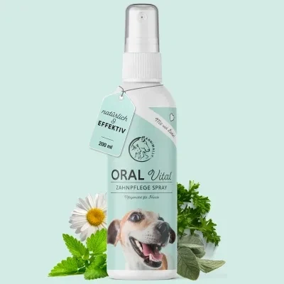 Abbildung von Annimally Dentalspray für Hunde 200ml Zahnpflege Hund gegen Mundgeruch und zur Vorbeugung von Zahnstein Natürlicher Zahnsteinentferner mit Pfefferminze, Salbei Calcium