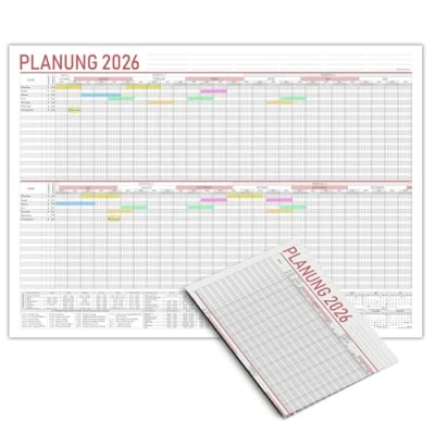 Abbildung von TOBJA Wandkalender A2 Urlaubsplaner 2025 Mitarbeiterplaner Schichtplaner (42 x 59,4 cm), Urlaubskalender Dienstplan Projektplaner