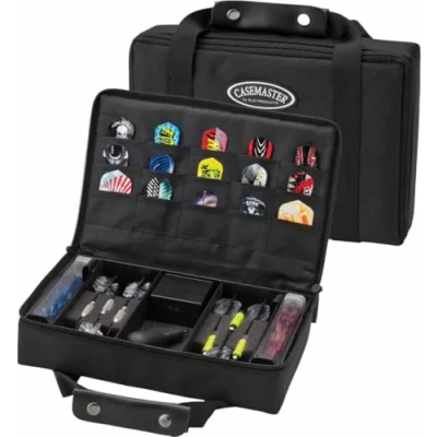 Abbildung von Casemaster Classic 12 Dart Nylon Aufbewahrungstasche, Carrying Case For Steel and Soft Tip Darts, Holds Darts Numerous Other Accessories via Generous Storage Pockets, Tubes Boxes, schwarz