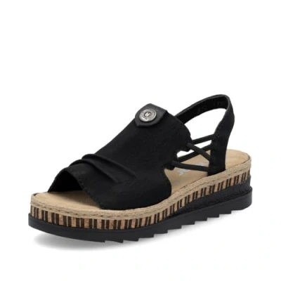 Abbildung von Rieker Damen Klassische Sandalen 64870, Frauen Sandalen,Sommerschuhe,Freizeitschuhe,offene Schuhe,Strandschuhe,schwarz (00),37 EU / 4 UK