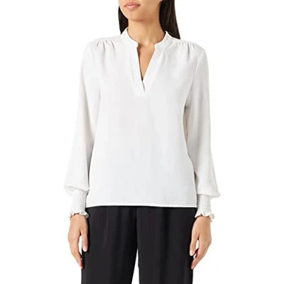 Abbildung von ONLY Damen Onlmette V neck Ls Smock Top Noos Wvn, Cloud Dancer, 3XL