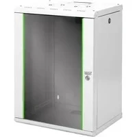 Abbildung von DIGITUS Netzwerk Schrank 19 zoll 16 HE Wandmontage 450 mm Tiefe Traglast 100 kg Unique Serie Glastür Grau