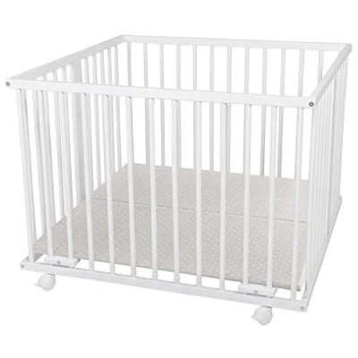 Abbildung von Waldin Laufstall Baby Laufgitter ca. 100x100 BUCHE MASSIV, höhen verstellbar