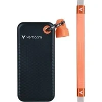 Abbildung von Verbatim Pocket SSD, 2 TB, Externe Festplatte, Portable Solid State Drive USB 3.2 Gen 2, für Mac, PC &amp; Spielekonsole, Schwarz/Orange