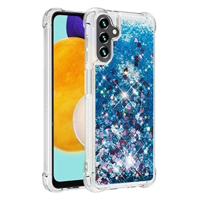 Abbildung von KBIKO zxl Hülle kompatibel mit Samsung Galaxy A13 5G Schutzhülle Flüssig Glitzer, Handyhülle Back Cover Flüssigkeit, TPU Silikon Transparent für 5G.Blue YBL
