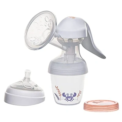 Abbildung von nip SET manual breast pump: all in one system, 150 mL capacity, pump with two stages, including baby bottle