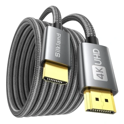 Abbildung von Silkland 4K HDMI Kabel 5m 2K@144Hz mit ARC HDR 3D UHD Ethernet, 2.0 4K@60Hz 18Gbps Highspeed, Monitor für Soundbar Blu Ray Laptop TV Fernseher Beamer Switch