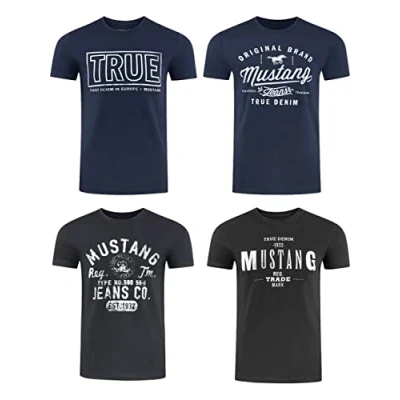 Abbildung von Mustang Basic print Tshirt Mood indigo, Herren, Größe: 3XL, indigo