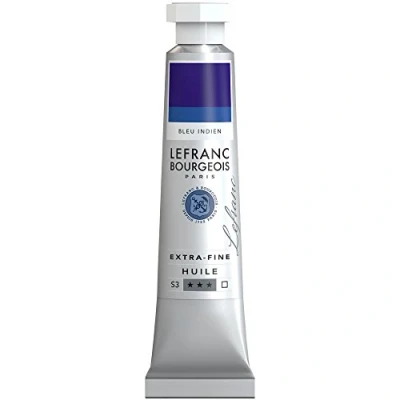 Abbildung von Lefranc Bourgeois 404963 extra feine Ölfarbe in Künstlerqualität aus hochwertigen Pigmenten, lebendige Farben, hohe Lichtechtheit, 20ml Tube Indanthrenblau