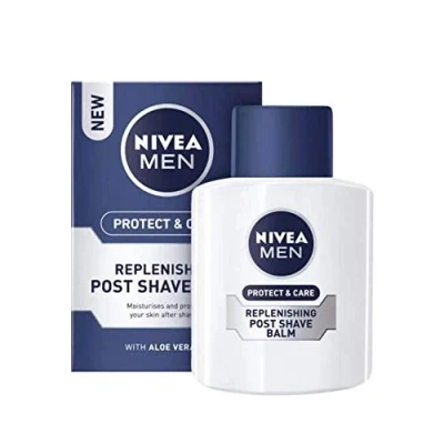 Abbildung von NIVEA Men Protect &amp; Care Replenishing Post Shave Balsam (100 ml), Aftershave für Männer, beruhigender nach der Rasur, After Balsam, Aloe Vera Pro Vitamin B5 (Verpackung
