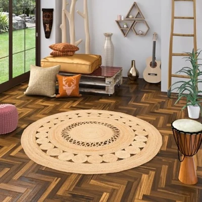 Abbildung von Sisalteppich Naturfaser Teppich Jute Salsa Modern Rund, Pergamon, Höhe: 8 mm