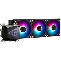 Abbildung von MSI MAG CORELIQUID I360 AIO CPU Wasserkühlung Vergrößerte Kupferkühlplatte, ARGB &amp; LDB Lüfter, Zweikammer Wasserblock, Split Flow Radiator, unterstützt Intel AMD Sockel